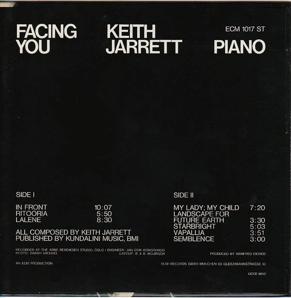 Back Cover, Jarrett, Keith - Facing You
